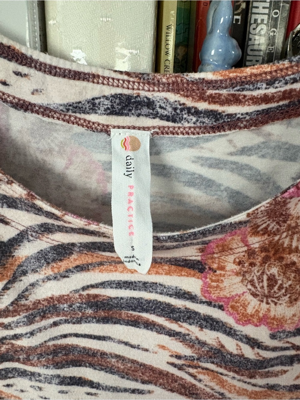 Daily Practice Floral Zebra Print Top in Pink, Brown & Cream